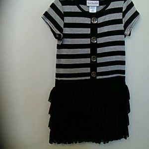 Girls Gray & Black Buttoned Dress